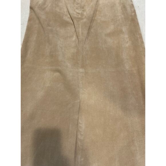 BOSTON PROPER Tan Suede Leather Panel Midi Skirt Boho Chic Boho Cottage Size 14 - Picture 13 of 16